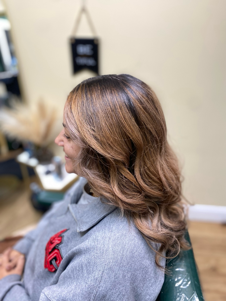 Balayage + Silk Press + Cut