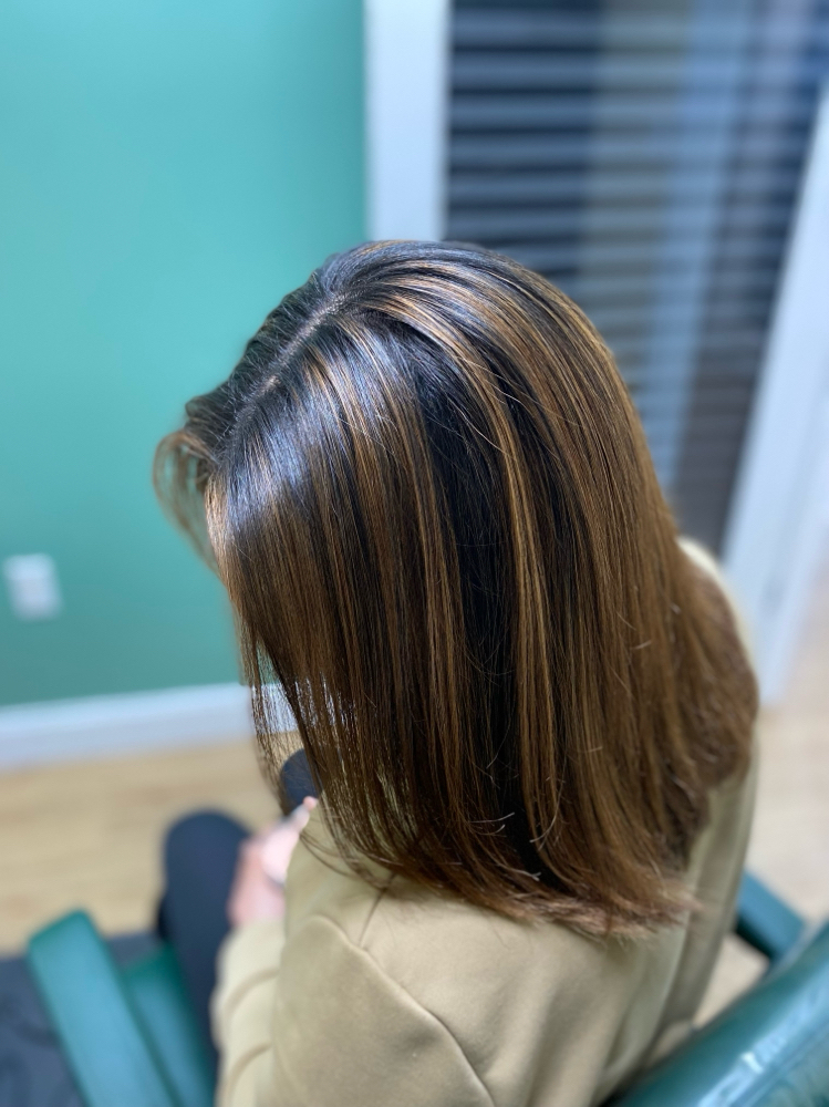 Balayage + Silk Press + Cut