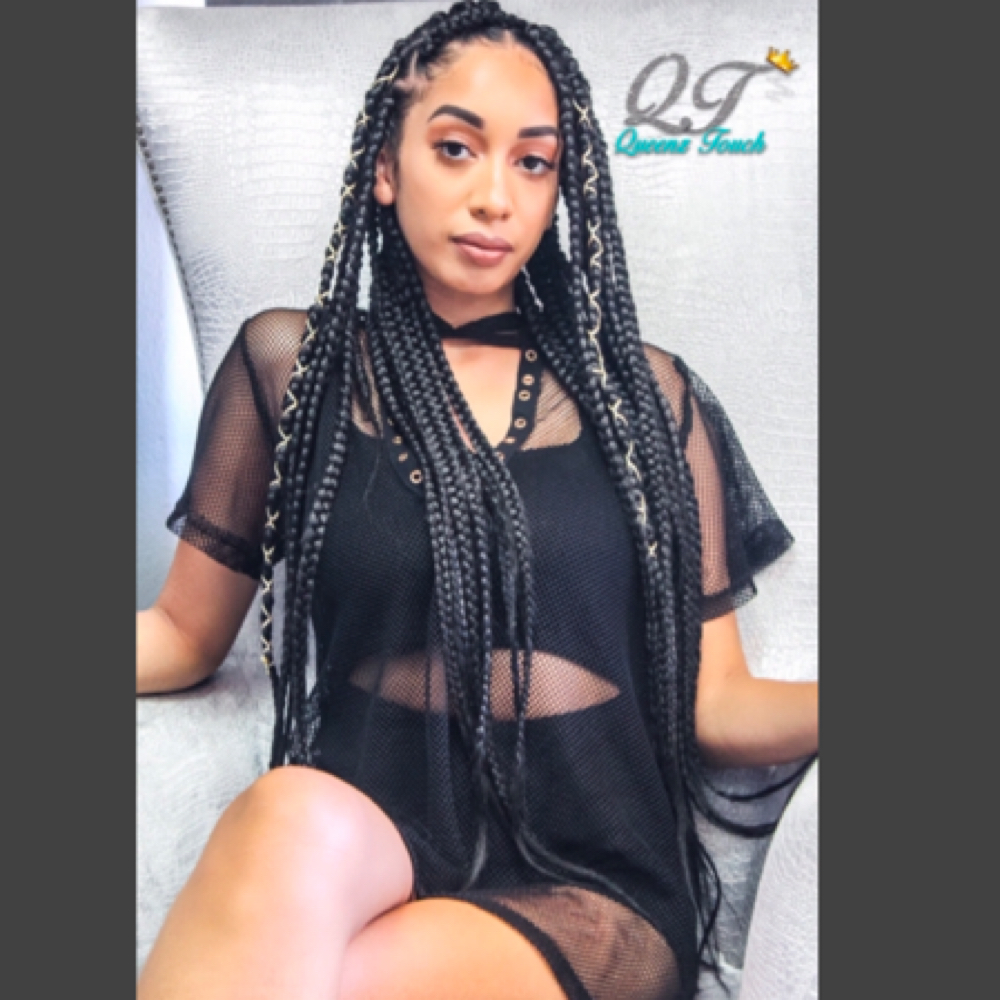 Large Box Braids at Queen’z & King’z Barber Salon in Murrieta, CA