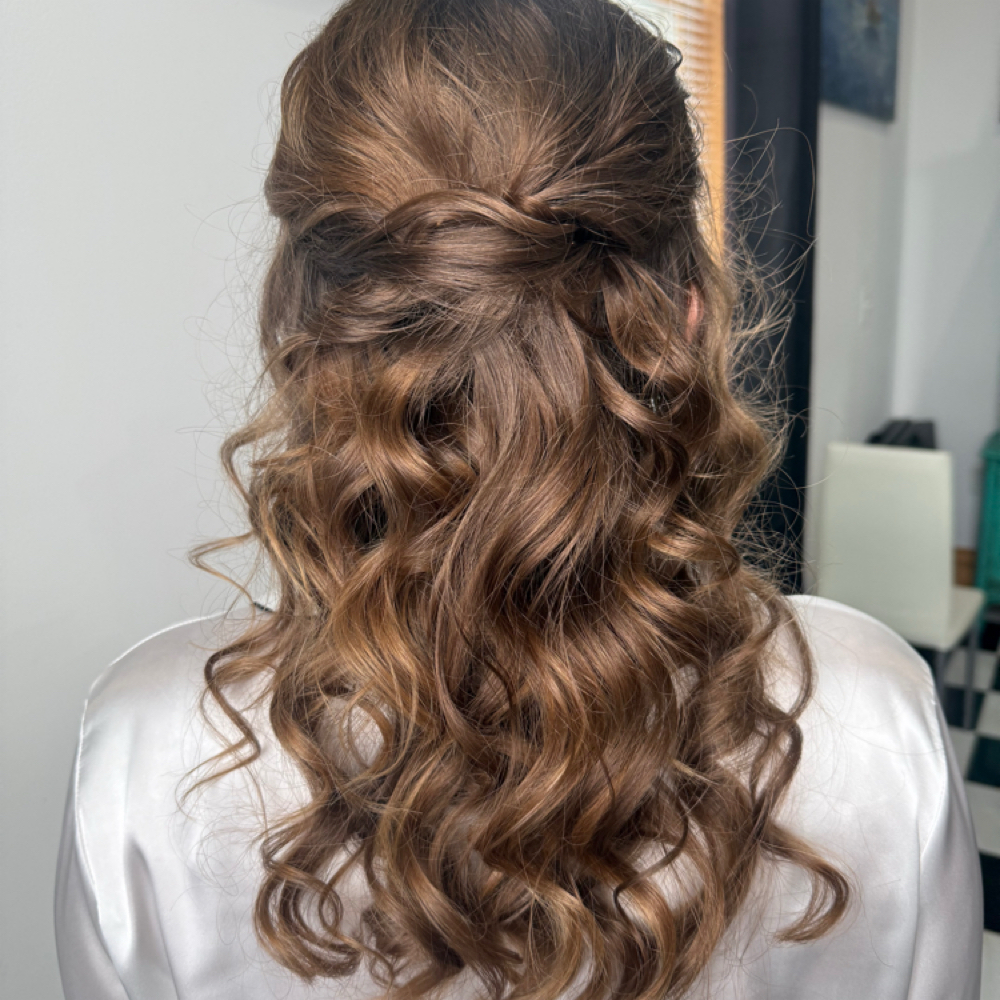 Bridal Hair On Location Haur Style at Tiffany’s Beauty & Co. in Brookfield, WI