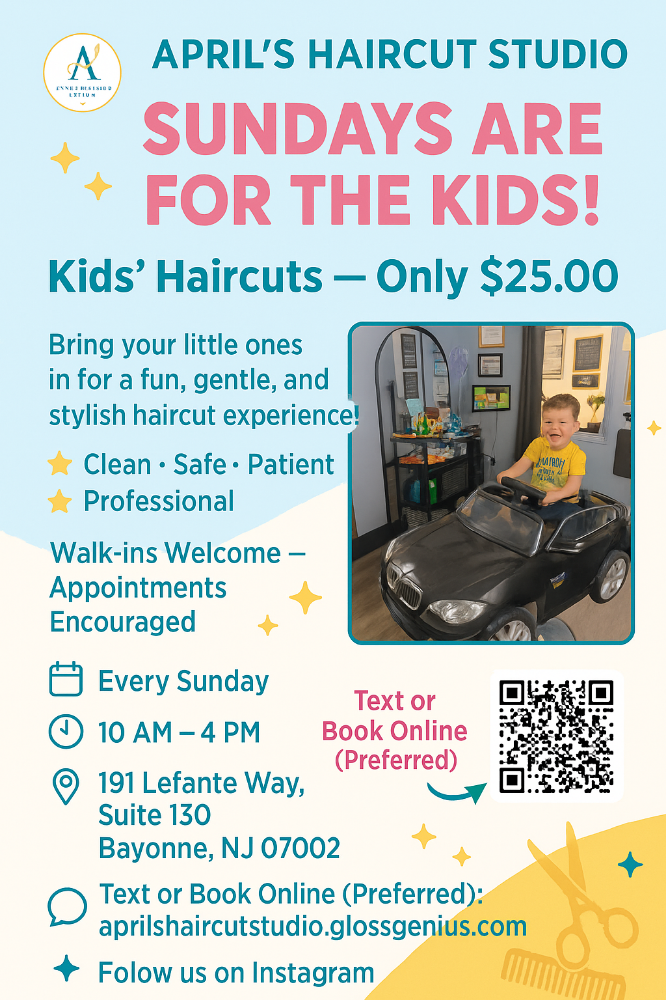 Sunday Funday Kids Cuts at April's Haircut Studio of Bayonne in Bayonne, NJ