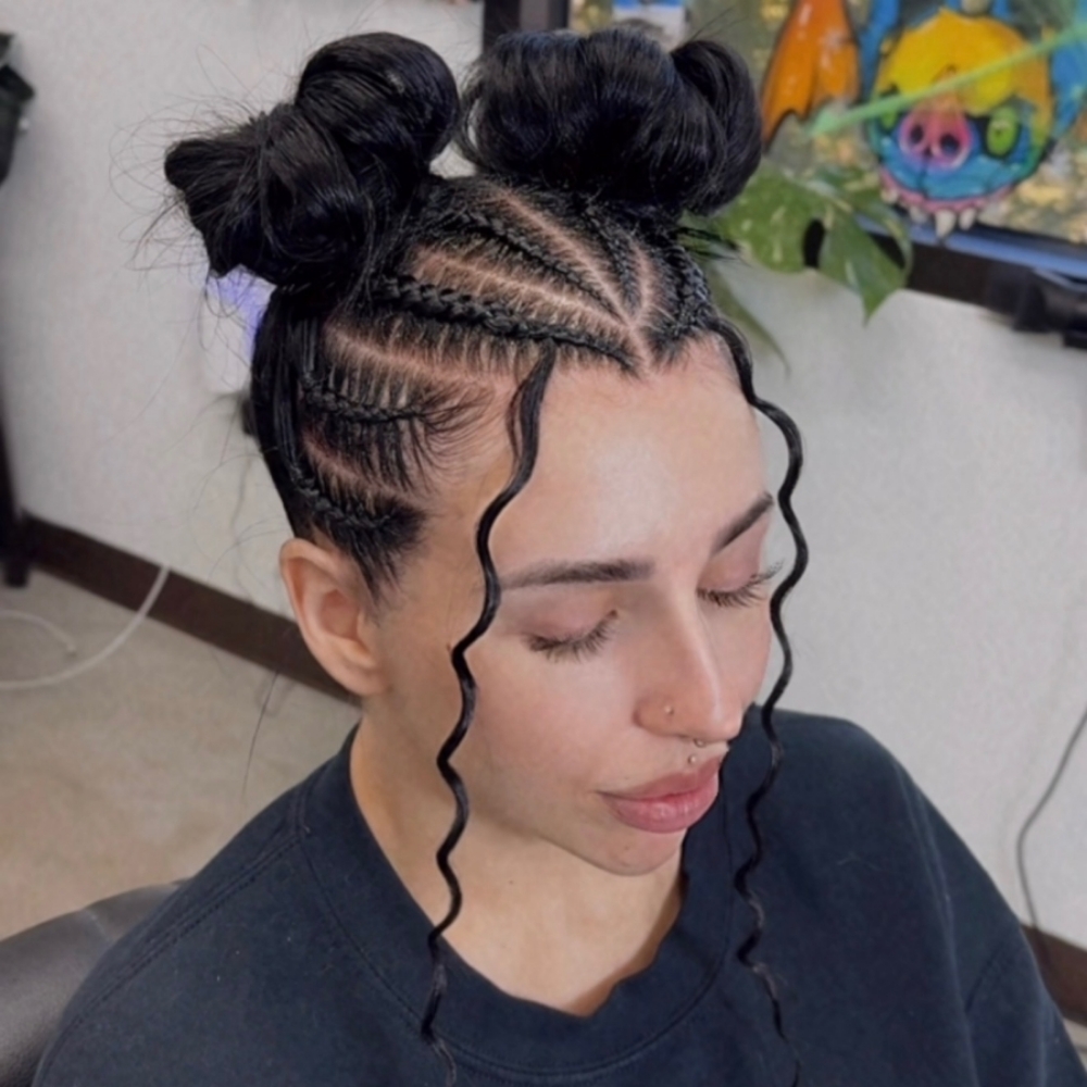 Braids With Spacebuns at JayBug Braids & Styling in Pomona, CA