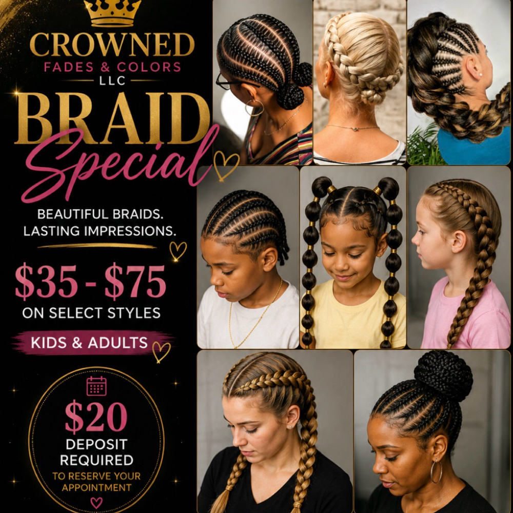 Braid Special at Crowned Fades & Colors LLC in Sioux Falls, SD