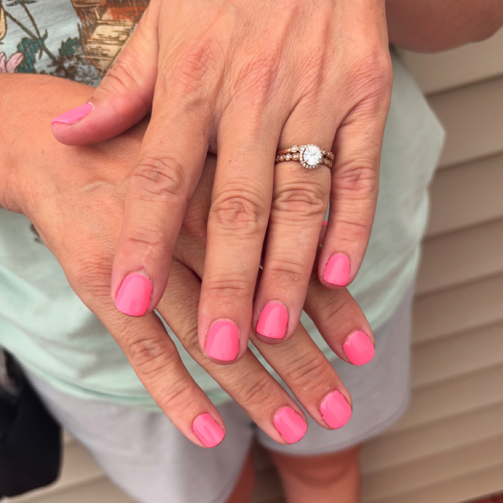 Gel polish over natural nails at Madyson Manuel in Larose, LA