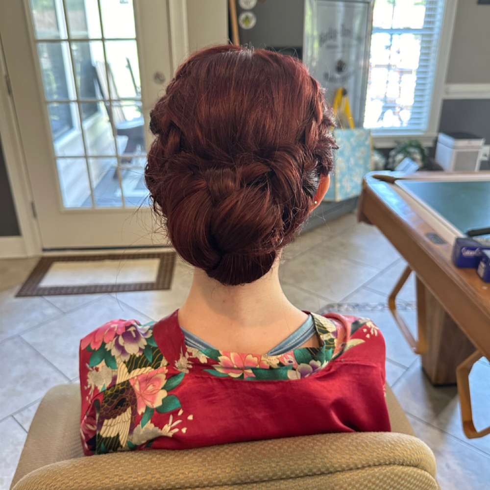 Bridal hair styling-Day Of Weddjng at Shear Magic Hair by Lauren in Berlin, MD