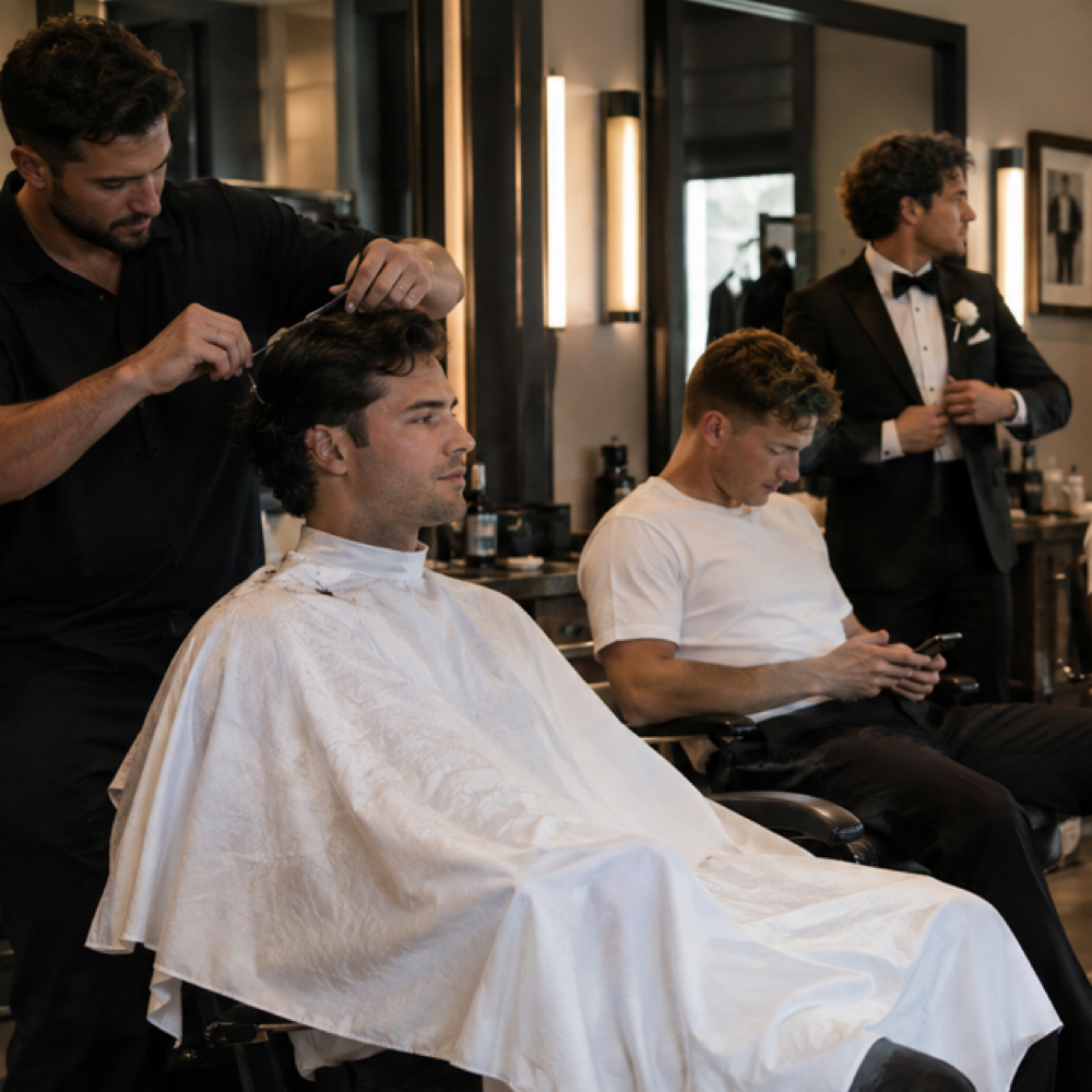 Exclusive Wedding Party Session at Atlas Men’s Salon in Raleigh, NC