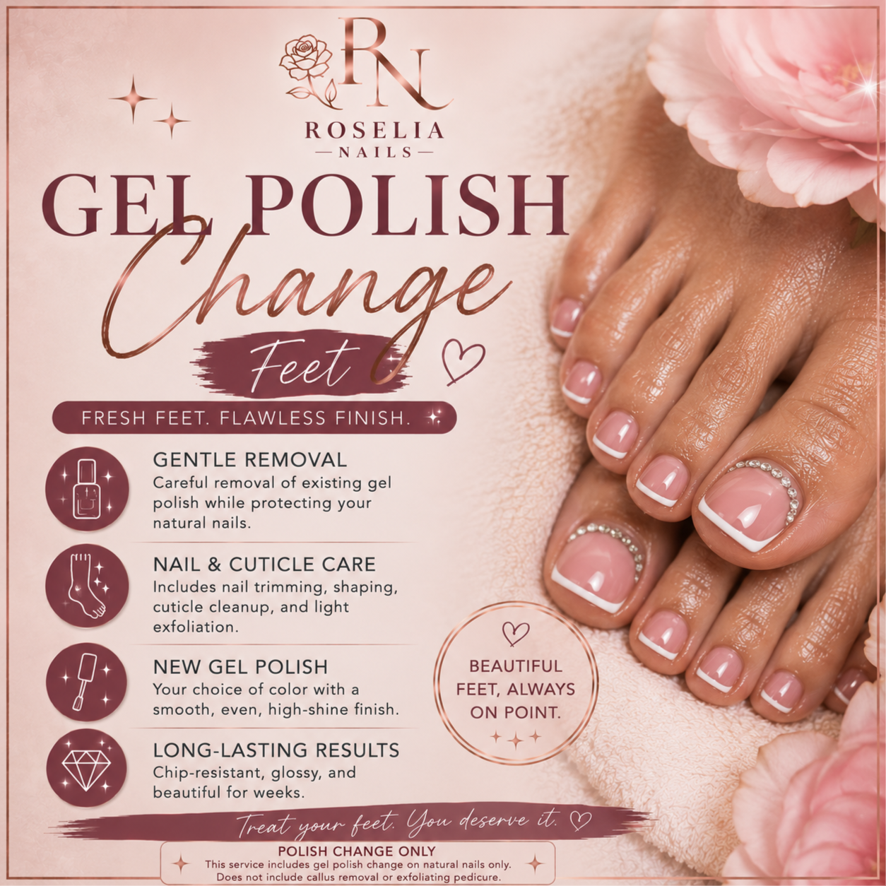 Gel Polish Change – Feet at Roselianails in Temple, TX