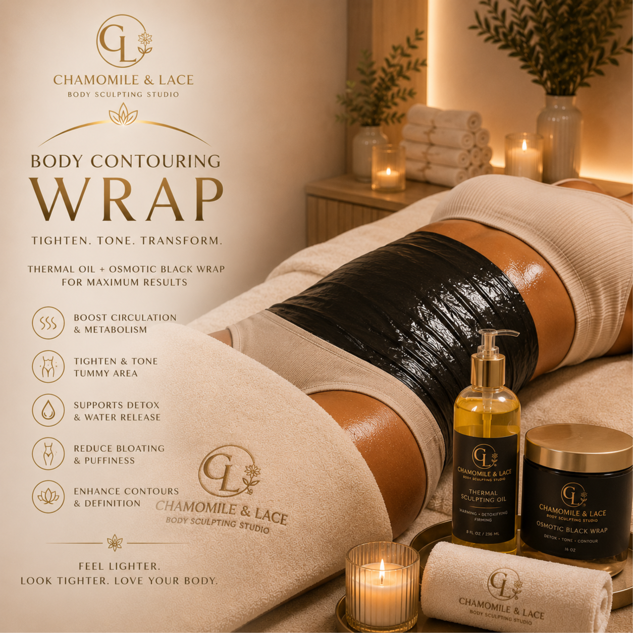 Body Contouring Wrap at Chamomile and Lace in New Orleans, LA