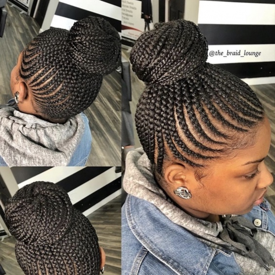 FEEDING CORNROWS UPDO at Favourite Hair Braiding in Cantonsville, MD