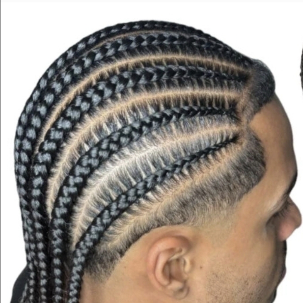 Men Straight Back/Basic Braids at Divine Design Studio in Stone Park, IL