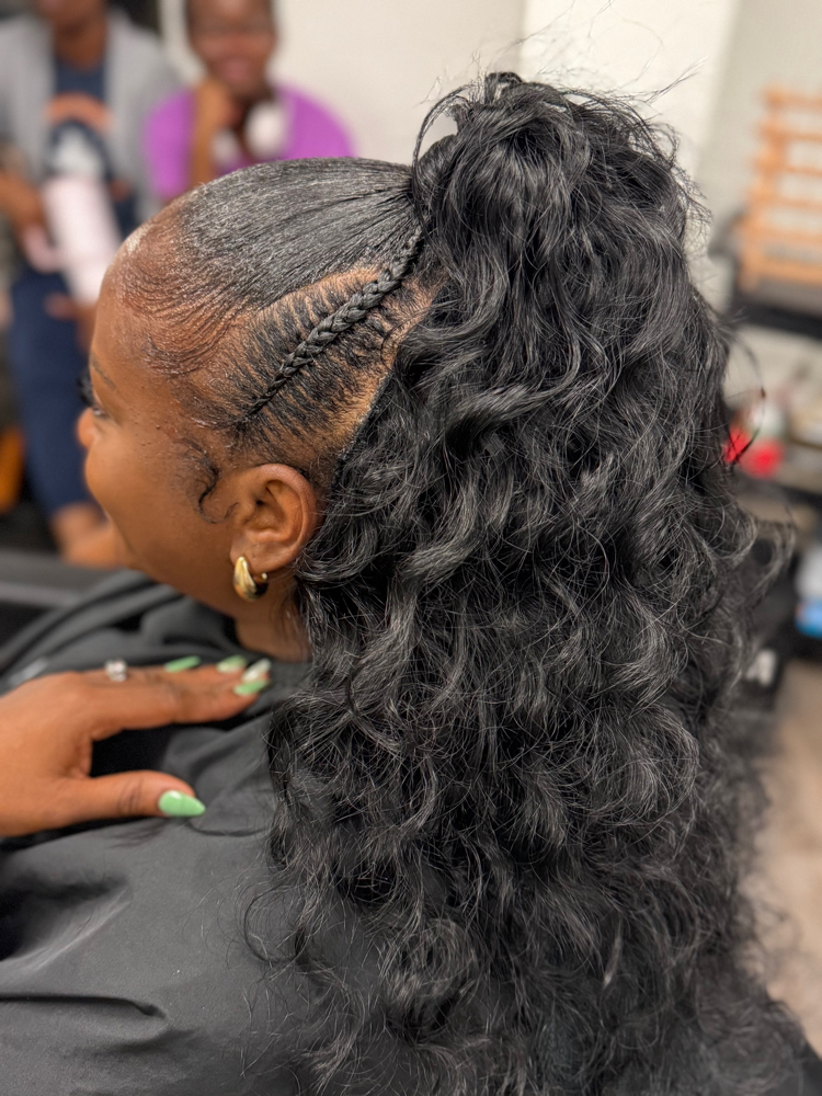 Half Up, Half Down Quick Weave at Crowned by Asia in Houston, TX
