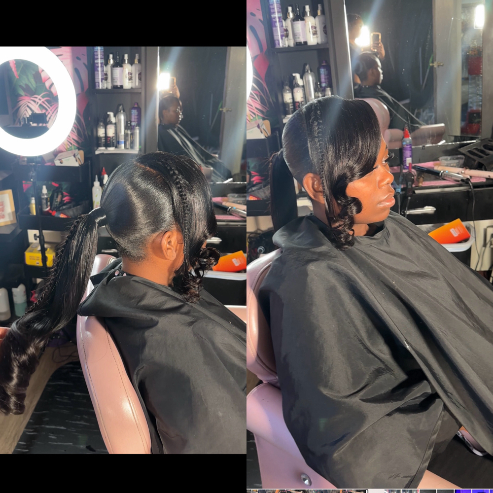 Low Ponytail With Side Bang/braids