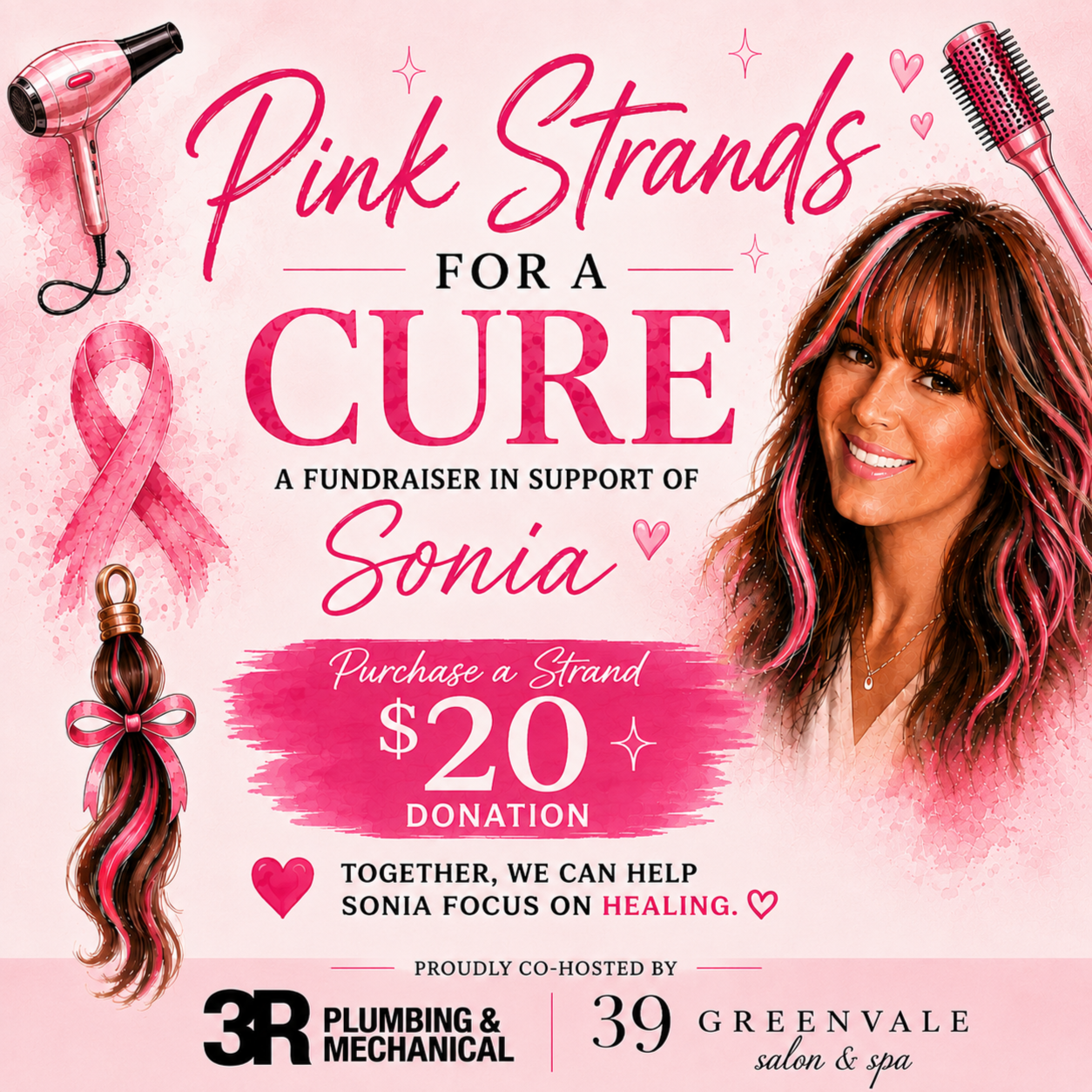 PINK STRANDS FUNDRAISER at 39 greenvale salon + spa in Pembroke, MA