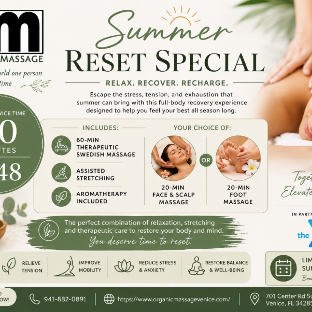 🌞 Summer Reset Special🌻 at Organic Massage,  LLC in Venice, FL