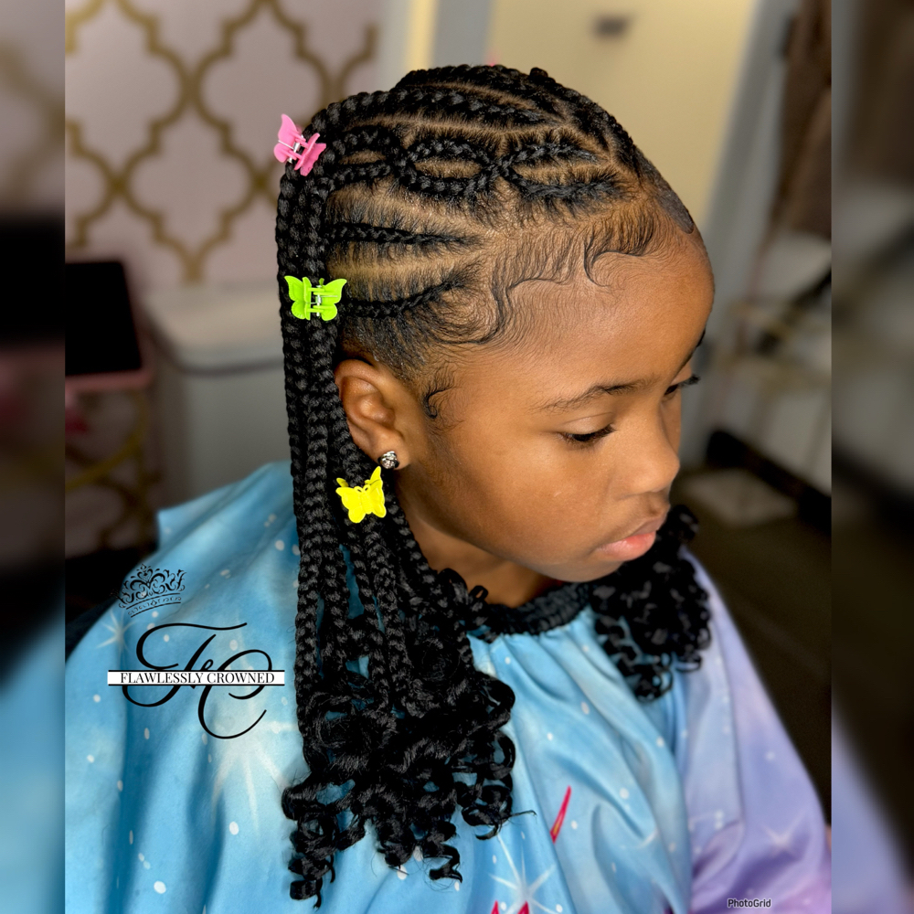 Kids Fulani Braids (Med/Shoulder) at Flawlessly Crowned Beauty Salon in Chesapeake, VA