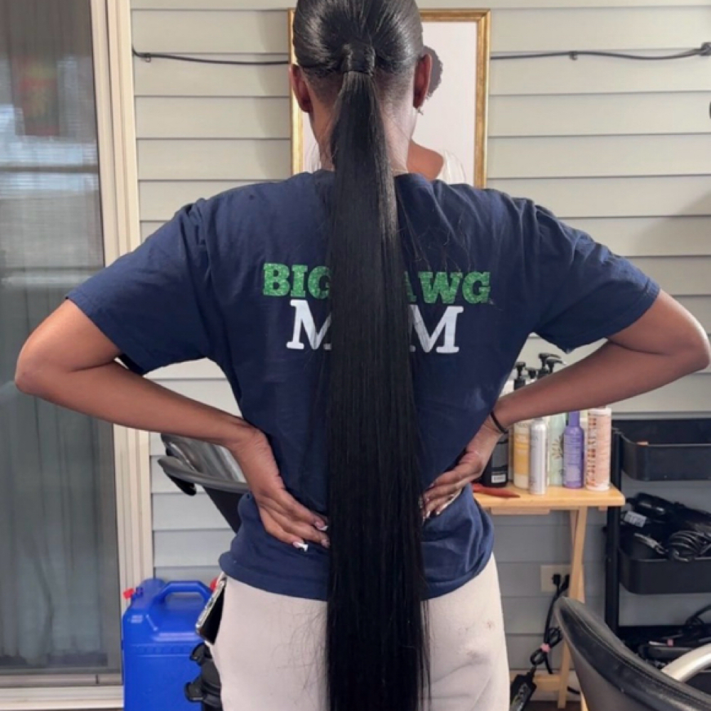 Slick Back Ponytail W/ Hair Added at Radiant Roots Salon & Spa in Danville, IL
