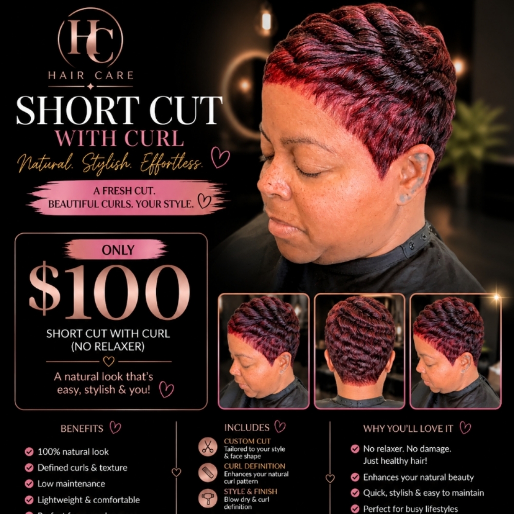 Short Cut with Curl No Relaxer at Top Tier Beauty Experience in Cincinnati, OH
