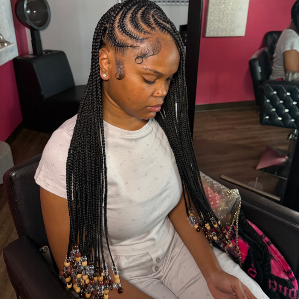 Lemonade Knotless w/beads💕 at Braids By Tk 💜 in Sherwood, AR