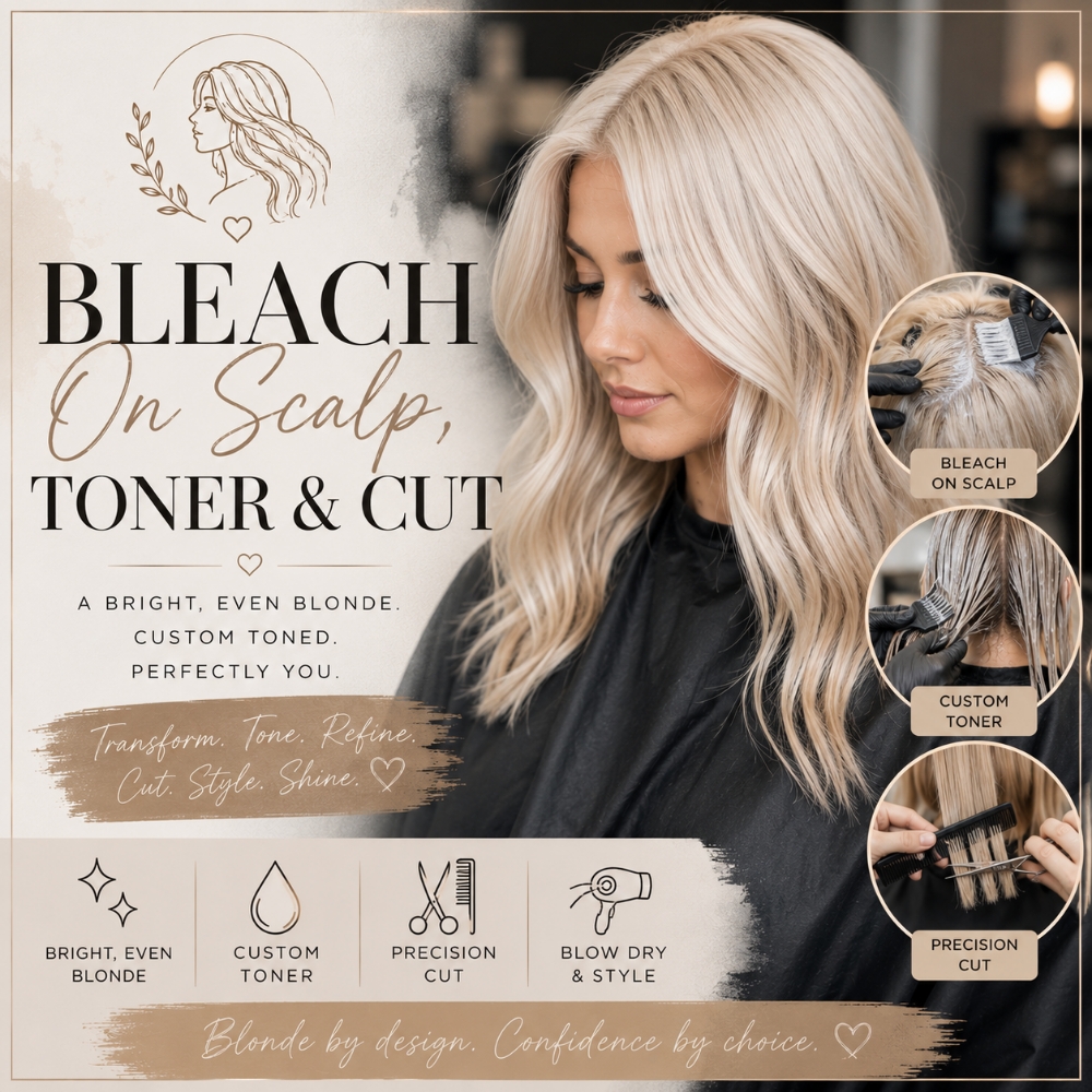 Bleach on scalp, w/Toner & Cut at Regina's Hair & Nail Studio in Corning, CA