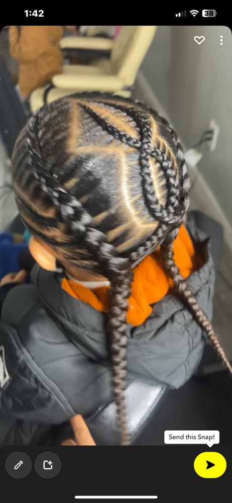 Kid 2 Braids With Design