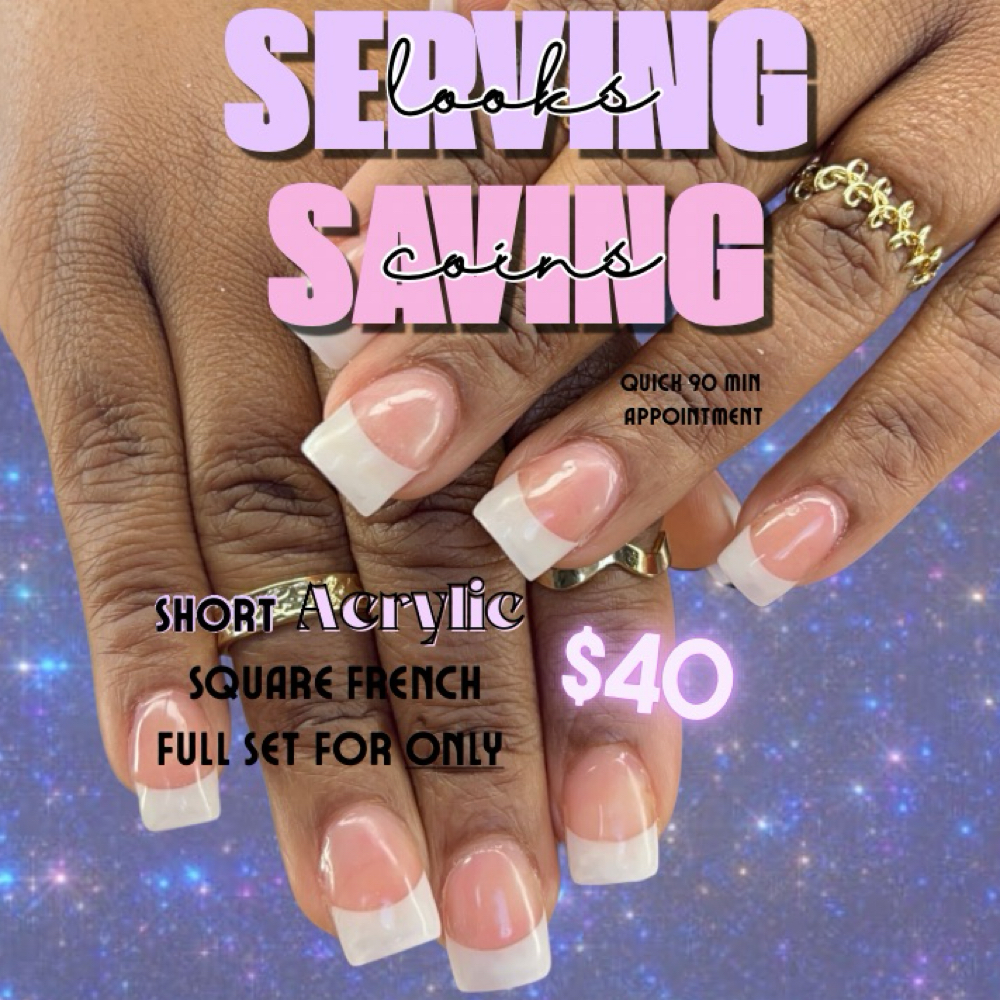 Short, Square, Acrylic Full Set at Liz Seward in Richmond, VA