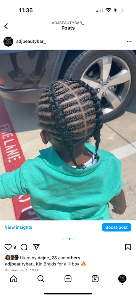 Boy Braids (age 3-7) at A Daye’s Journei Beauty Bar in DeSoto, TX