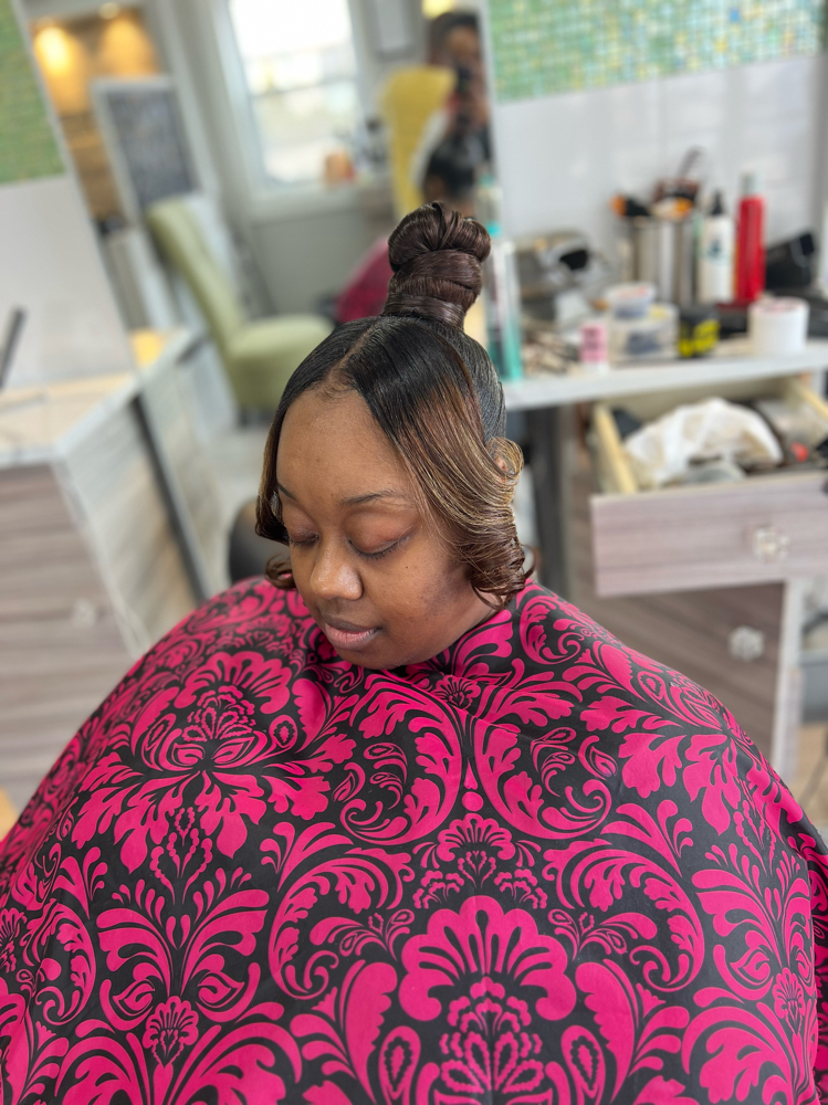 Top Knot Bun W/side bangs