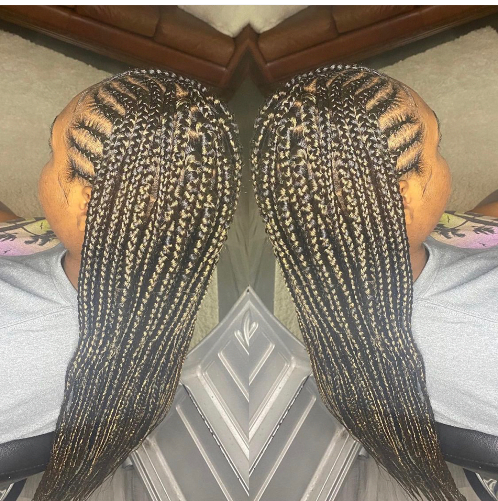 Half Knotless braids, half feedin