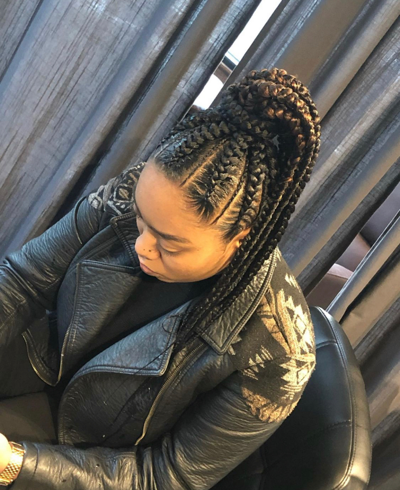 Large feed in ponytail
