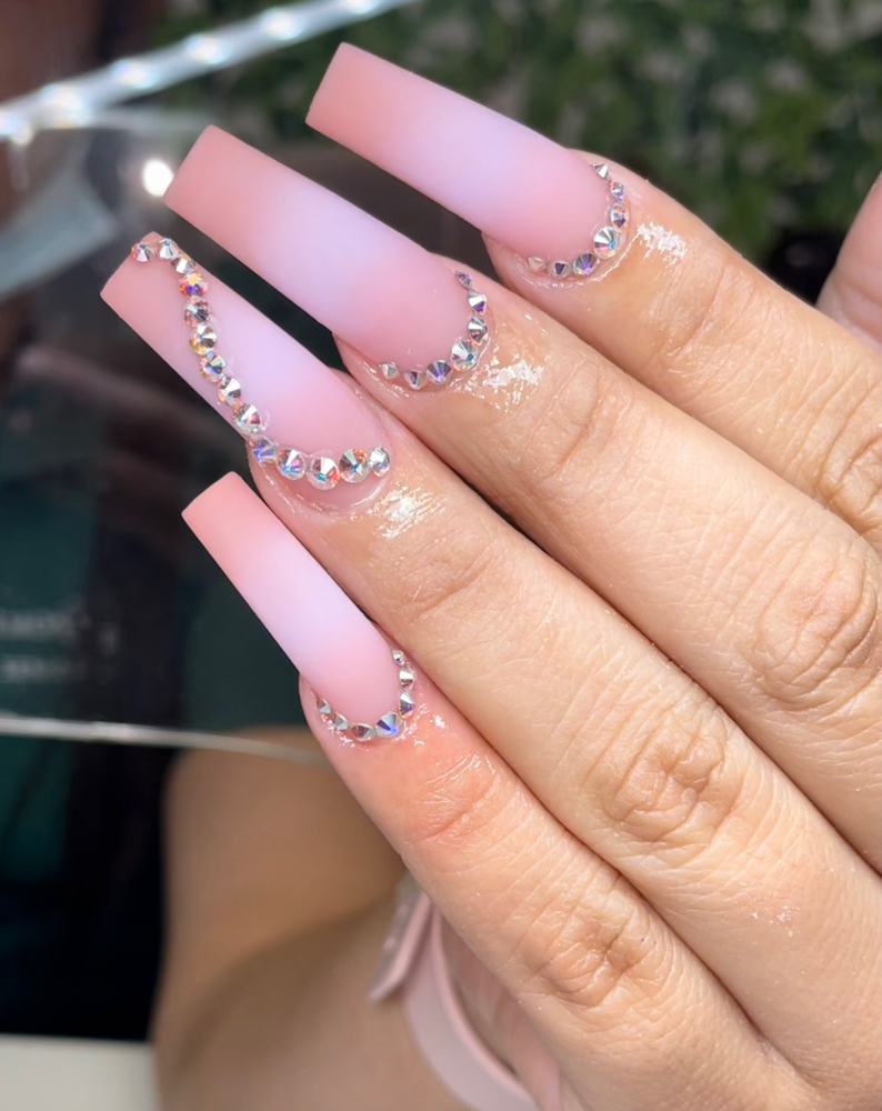 (2 Color Ombre With Bling)Full Set