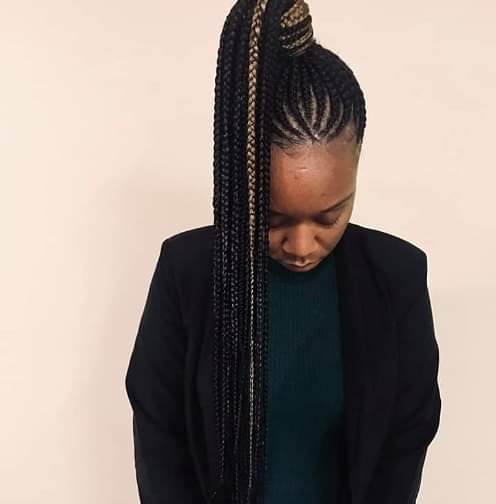 Small Feedin Ponytail at Salon Avangarde313 in Oak Park, MI