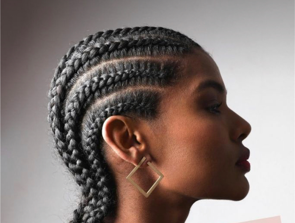 Eight Cornrows  w/ Added Hair