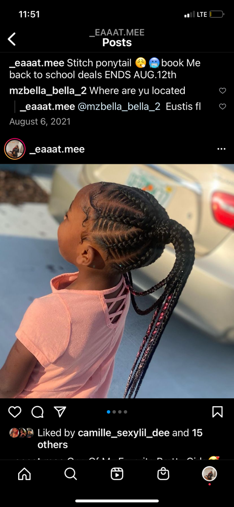 Kids Braided Ponytail Ages 3-11