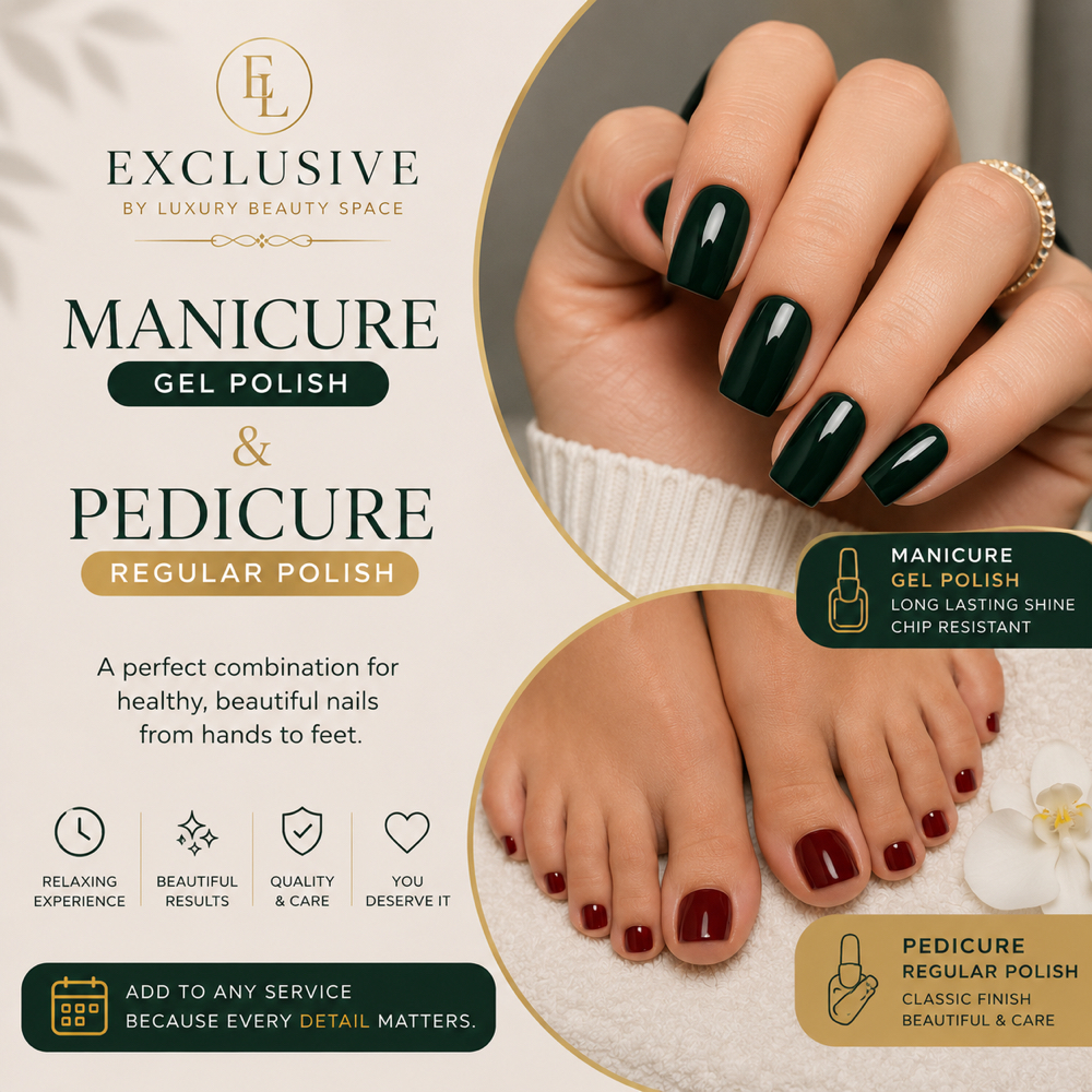 Manicue Gel + Pedicure Regular at Exclusive by luxury beauty space in Elizabeth, NJ