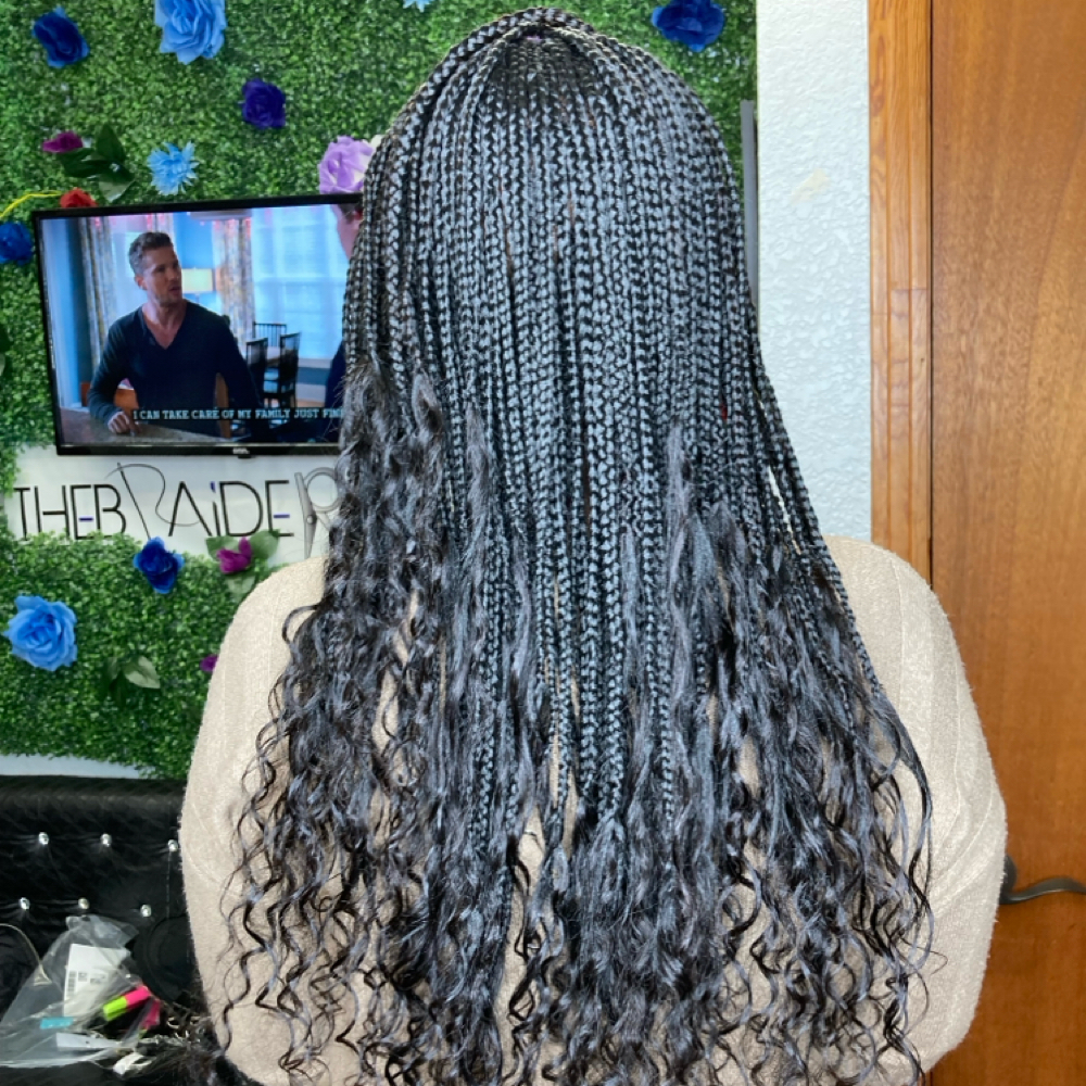 Boho Braids with human curly hair at TheBraider Hair Academy in Duncanville, TX