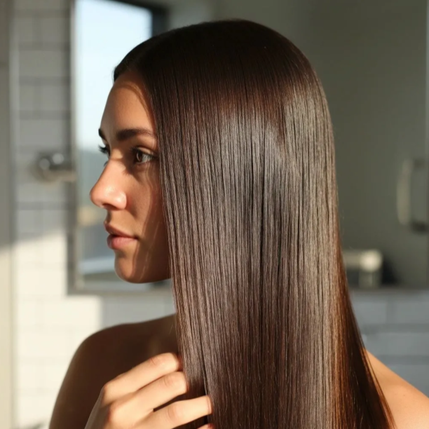 Hair gloss treatment at Blossoms HTX Hair Studio in Spring, TX