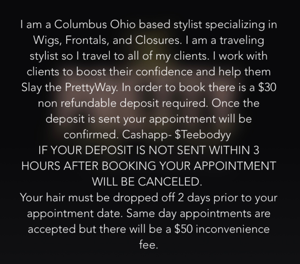PLEASE READ at Tee Harrison in Columbus, OH