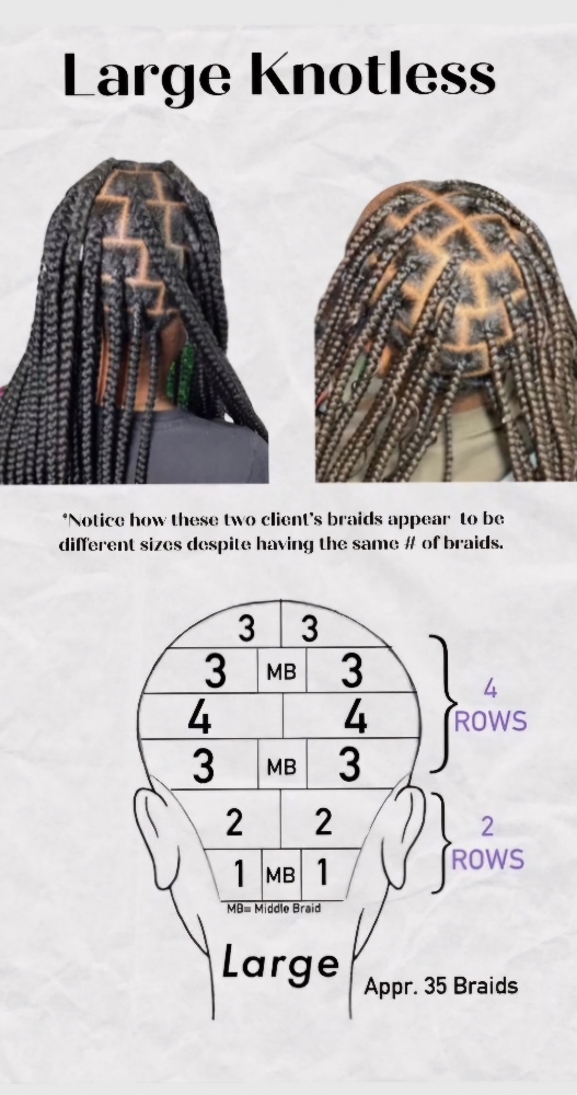 Large Knotless Box Braids