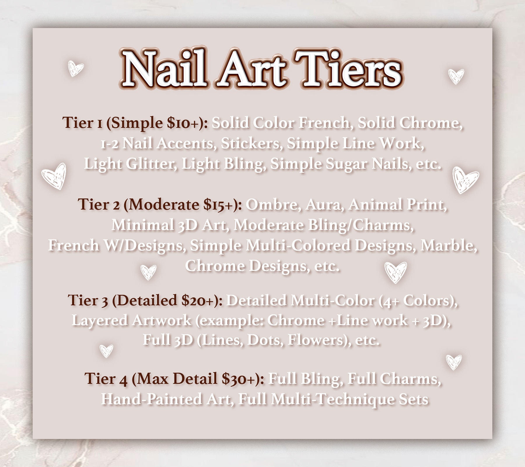 Nail Art Tiers (Add On)