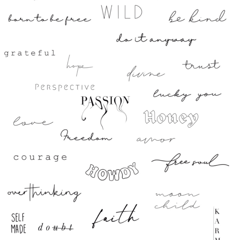 Script Tattoo Flash $100-$150 at Symmetry by Seanna in Coeur d’Alene, ID