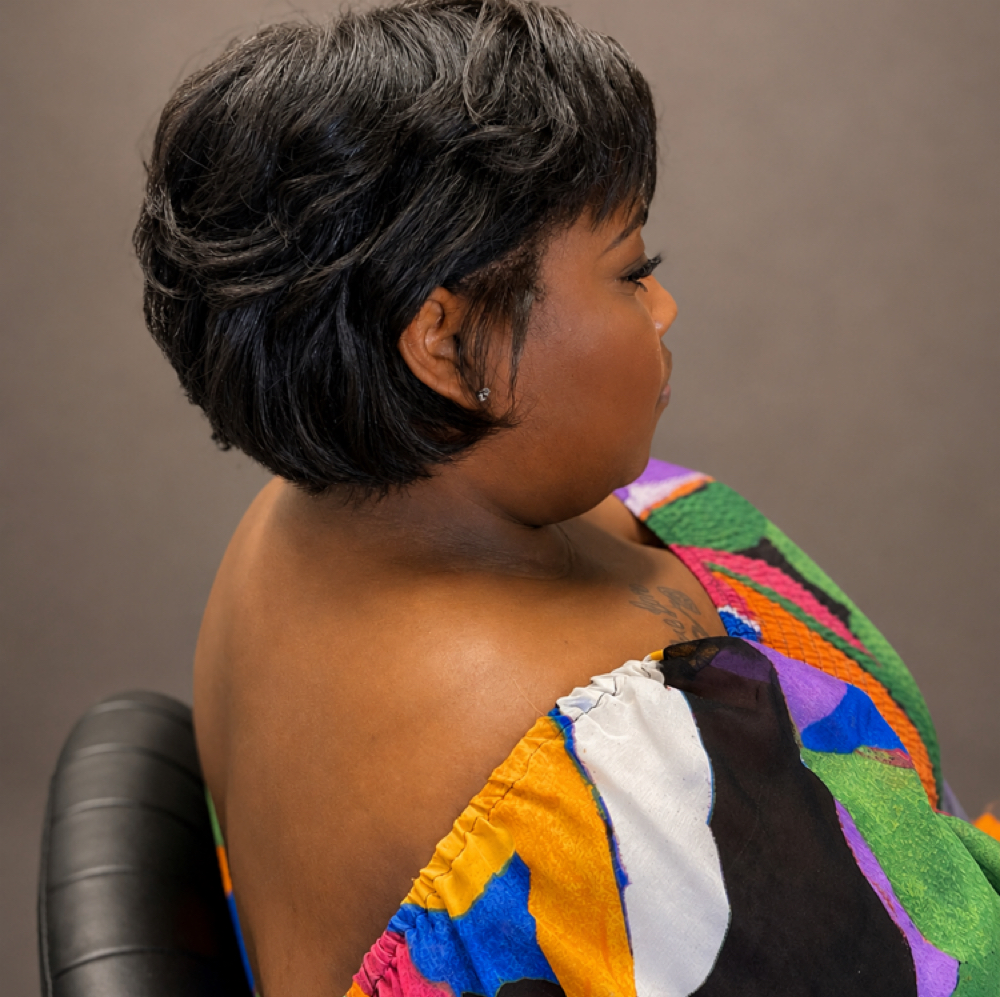 Big Chop+Relaxer+Cut+Style at D’Michelle Hair Lounge in Fort Worth, TX