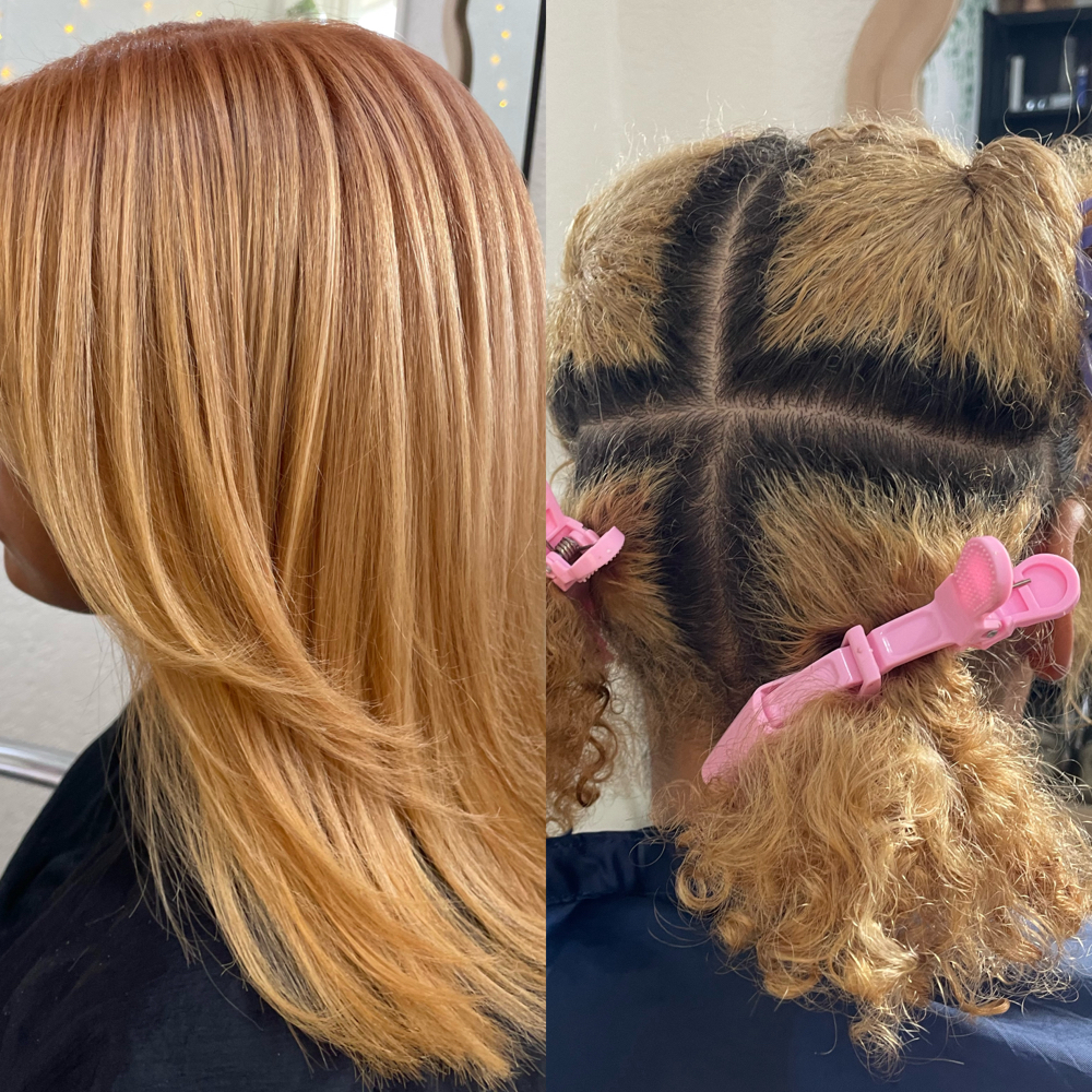 Blonde root retouch