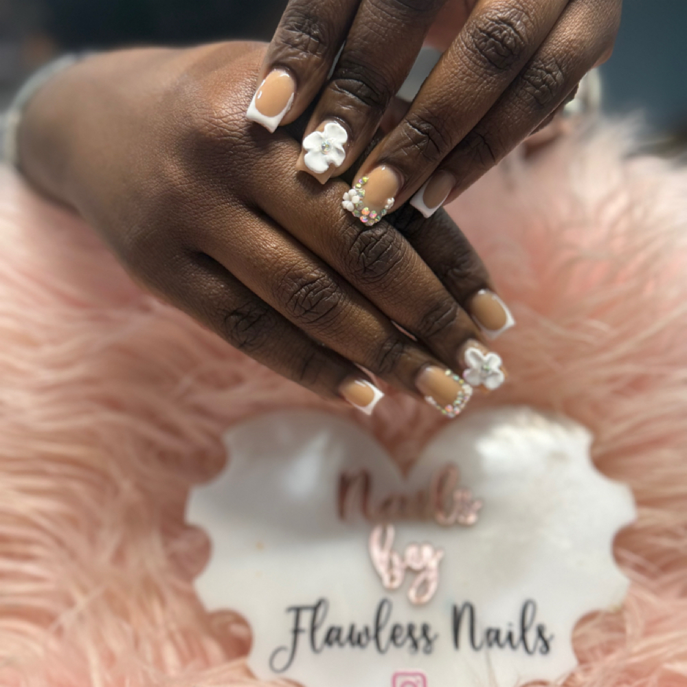 Short Acrylic With Tier 2 Design at Beyond  Nails in Queens, NY