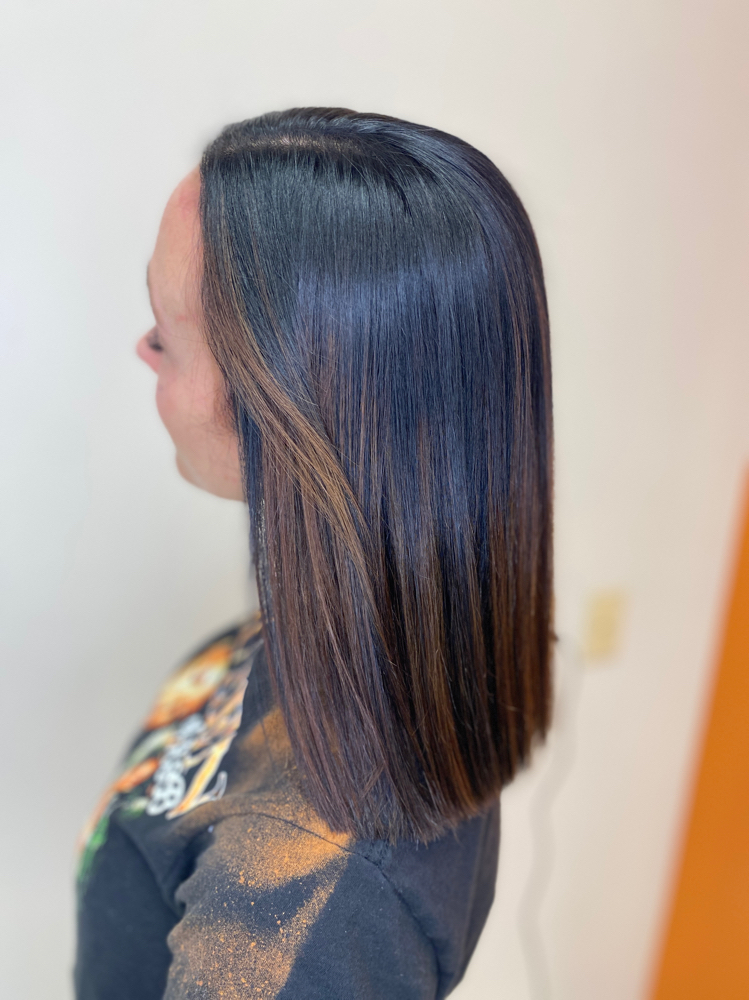 Root touch up & partial balayage at Amber Leigh’s Hair Studio in Levittown, PA