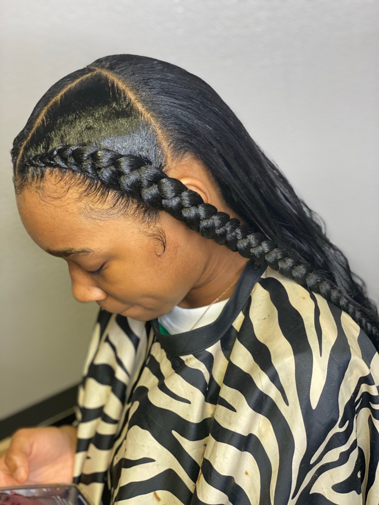 Half Feed Ins(2 Braids) /Half Sewin