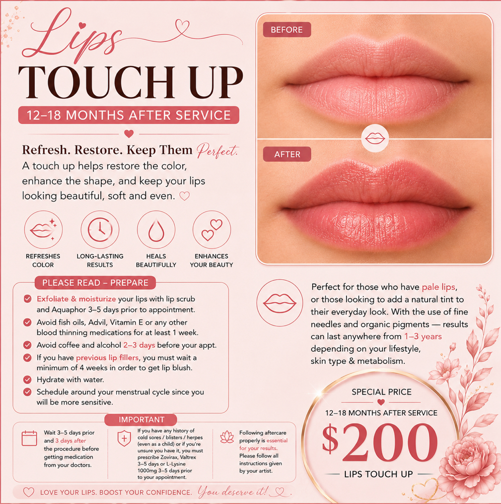LIPS TOUCH UP 12-18 months at Blink By Jenny lashes & brows studio in Jacksonville, FL