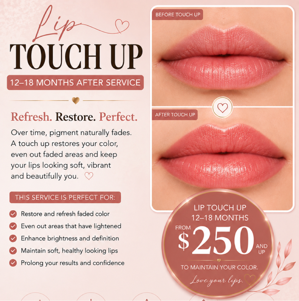 LIPS TOUCH UP 12-18 months at Blink By Jenny lashes & brows studio in Jacksonville, FL
