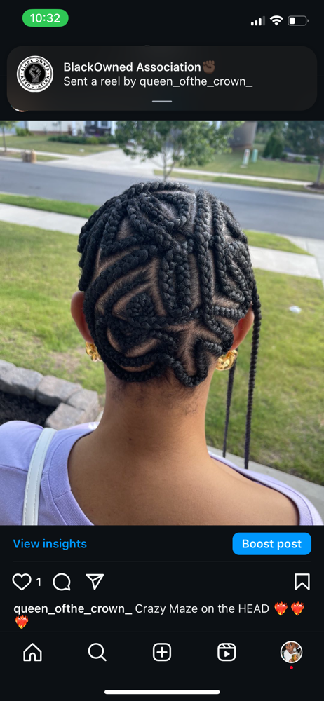 Design Braids aka Crazy Maze at Queen Of The Crown in Charlotte, NC