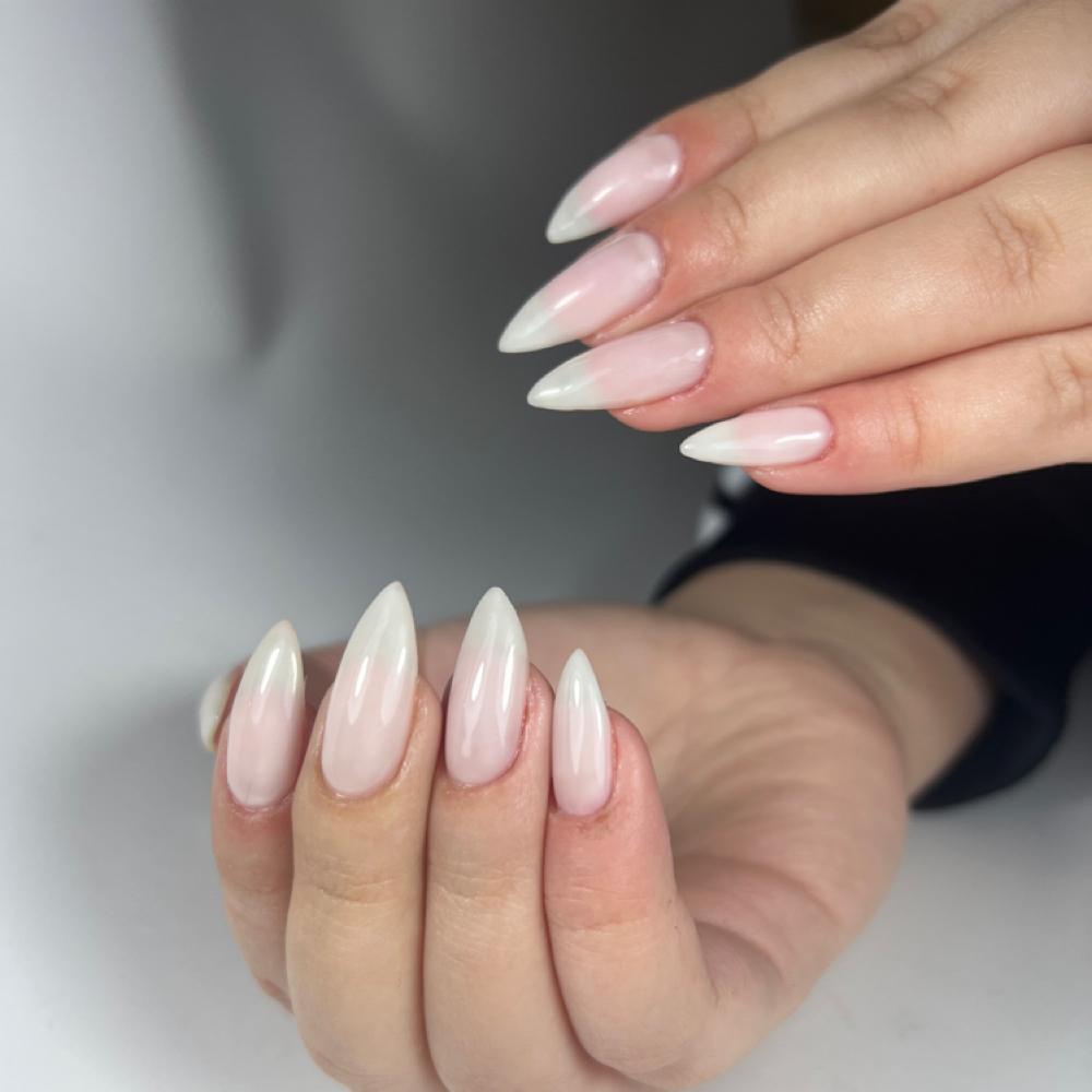 Gel Polish + Russian Mani - Initial at Liz’s Nails in Valencia, CA