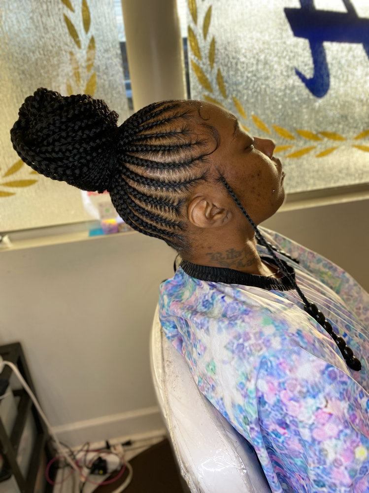 Small Feed In Ponytail Waist Length